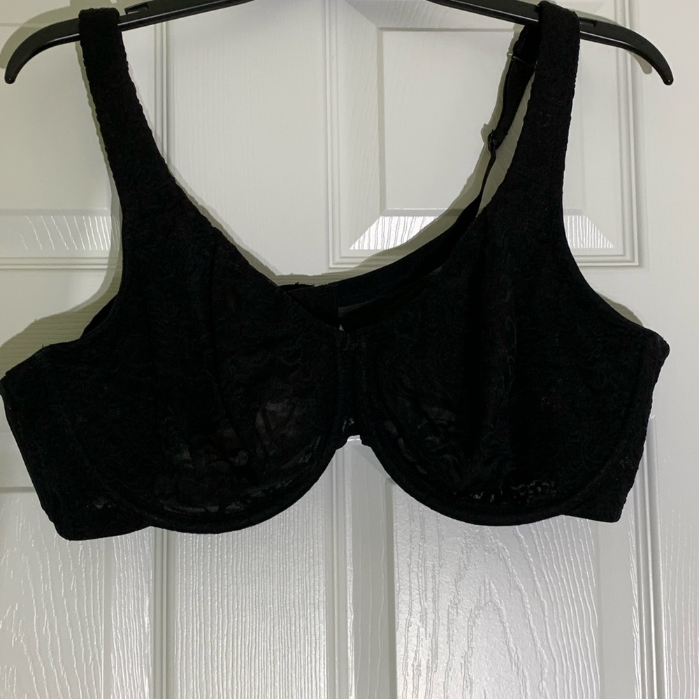 Cacique Black Lace Unlined Full-Coverage Bra with Underwire Support *Pre-owned